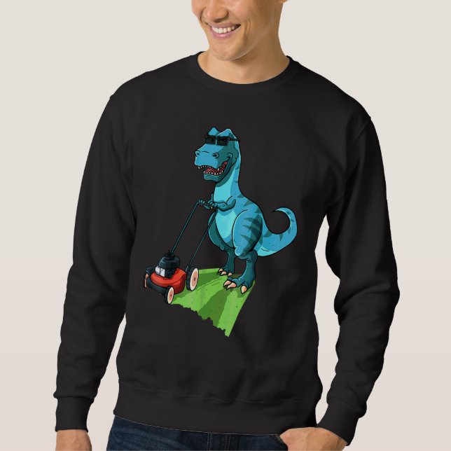 Funny Lawn Mower T Rex Tractor Mowing For Kids Tod Sweatshirt (Front)
