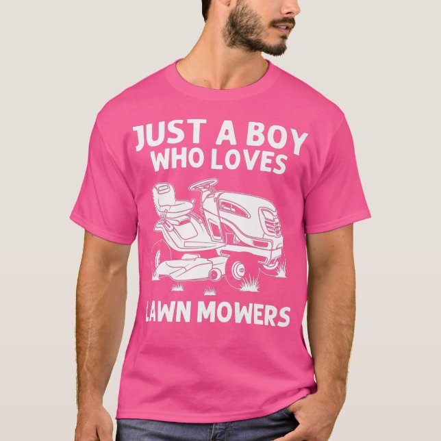 Funny Lawn Mowing Gift Boys Kids Lawn Mower Farm T-Shirt (Front)