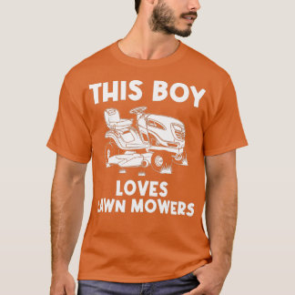 Funny Lawn Mowing Gift Boys Kids Lawn Mower Farm T-Shirt
