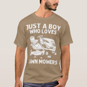 Funny Lawn Mowing Gift Boys Kids Lawn Mower Farm T-Shirt