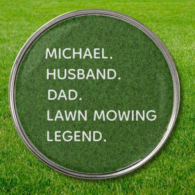 Funny Lawn Mowing Legend Personalized Golf Ball Marker (Edit as required, replace Name, or any other text to personalize)