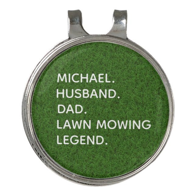 Funny Lawn Mowing Legend Personalized  Golf Hat Clip (Front)