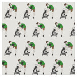 Funny Lawnmower Man Cartoon Fabric