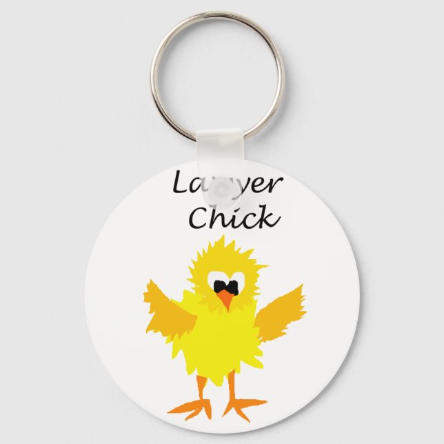 Funny Lawyer Chick Art Design Keychain (Front)