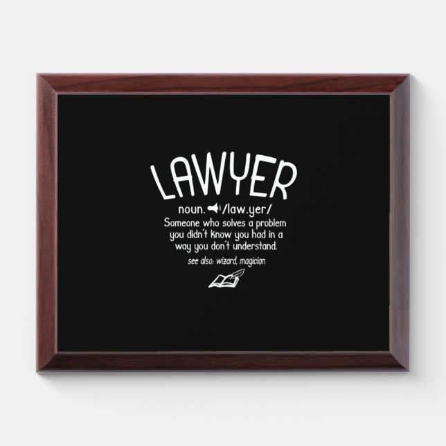 Funny Lawyer Definition Award Plaque (Horizontal)