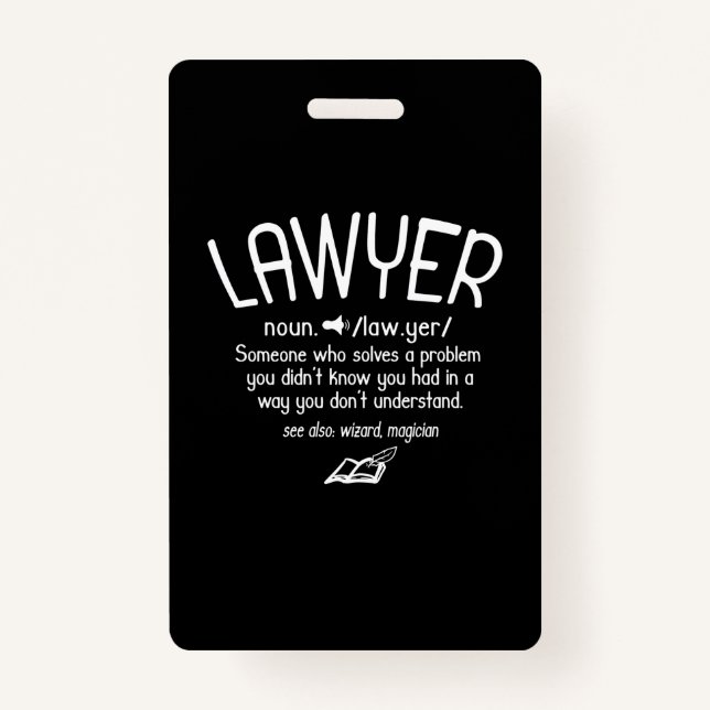 Funny Lawyer Definition Badge (Front)