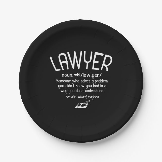 Funny Lawyer Definition Paper Plates (Front)