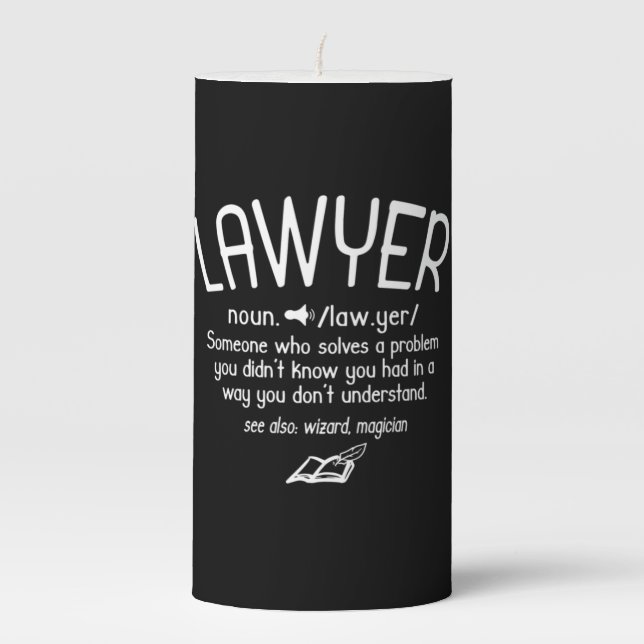 Funny Lawyer Definition Pillar Candle (Front)