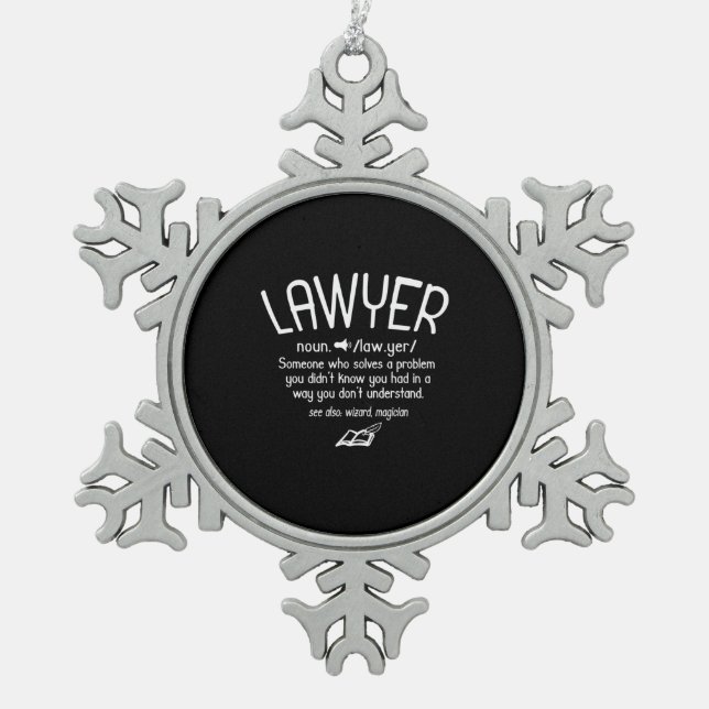 Funny Lawyer Definition Snowflake Pewter Christmas Ornament (Front)