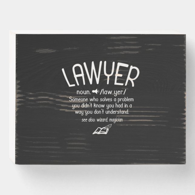 Funny Lawyer Definition Wooden Box Sign (Front Horizontal)