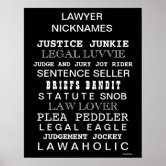Cruel Lawyer Names Funny Lawyer Nicknames Poster | Zazzle