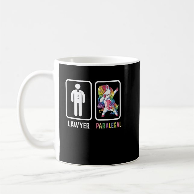 Funny Lawyer Paralegal Dabbing Unicorn Legal Law F Coffee Mug (Left)
