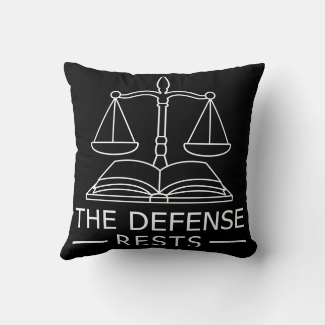 Funny Lawyer The Defense Rests Throw Pillow (Back)