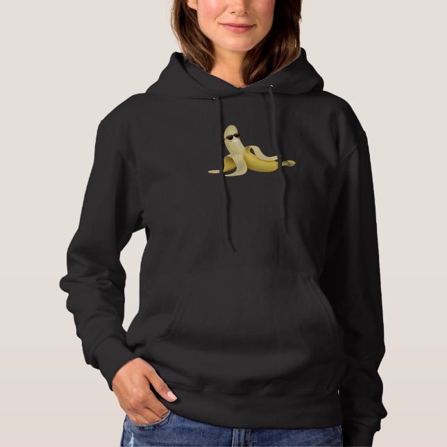 Funny Lazy Banana Sunglusses Costume Banana Lovers Hoodie (Front)