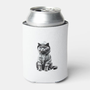 Funny Lazy British Shorthair Cat Chillin Relaxing Can Cooler