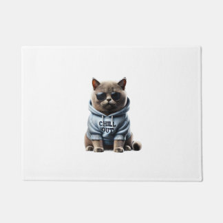 Funny Lazy British Shorthair Cat Chillin Relaxing Doormat