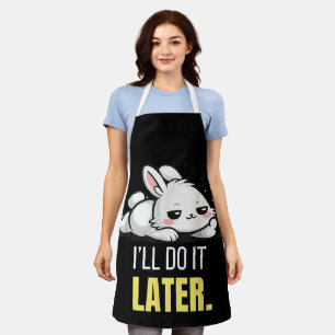 Funny Lazy Bunny I’ll Do It Later Cute Animal Meme Apron