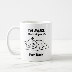 Funny Lazy Cat Coffee Mug Custom I’m Awake