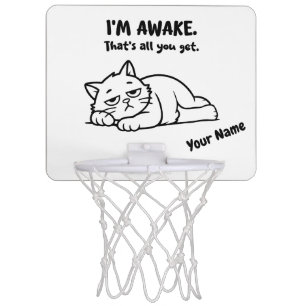 Funny Lazy Cat Custom I’m Awake Mini Basketball Hoop