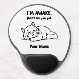 Funny Lazy Cat Gel Mouse Pad   Custom I’m Awake