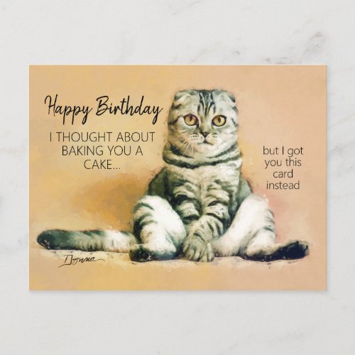 Funny Lazy Cat Happy Birthday Postcard