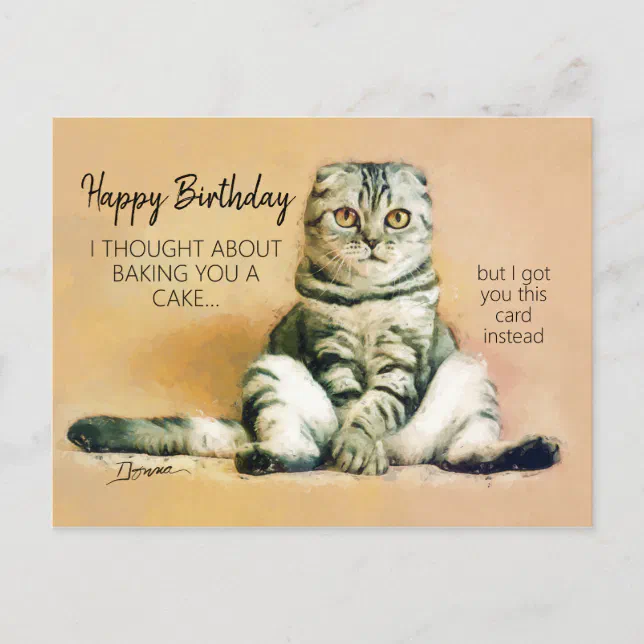 Funny Lazy Cat Happy Birthday Postcard Zazzle