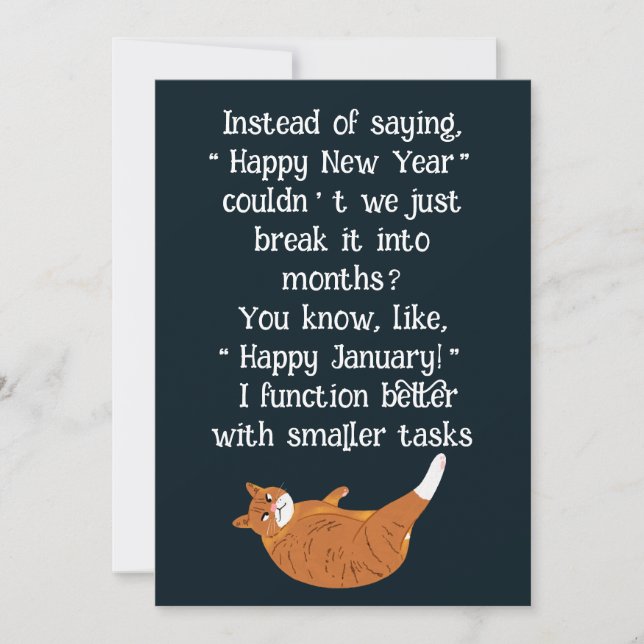 Funny lazy cat wishes  holiday card (Front)