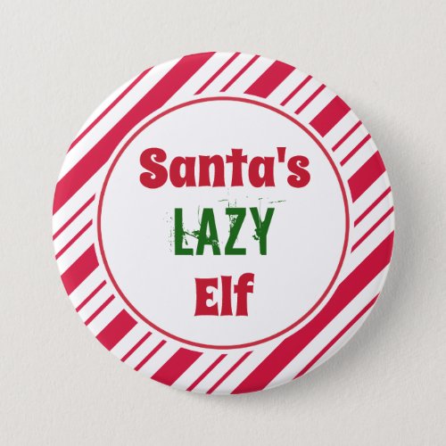Funny Lazy Christmas Elf Button Pin