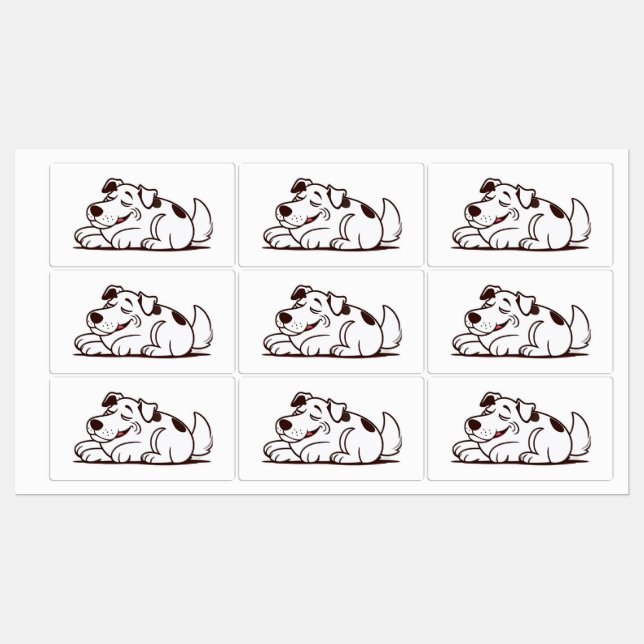 Funny Lazy Dog Design Labels (Sheet)