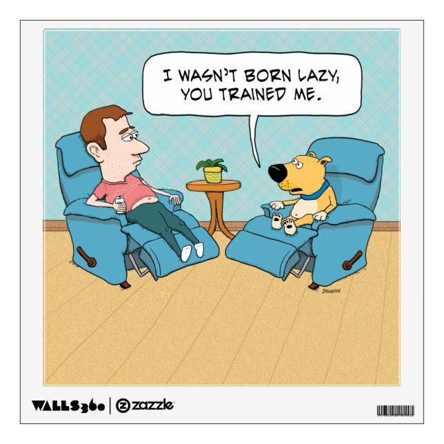 Funny Lazy Dog Square Wall Decal (Front)