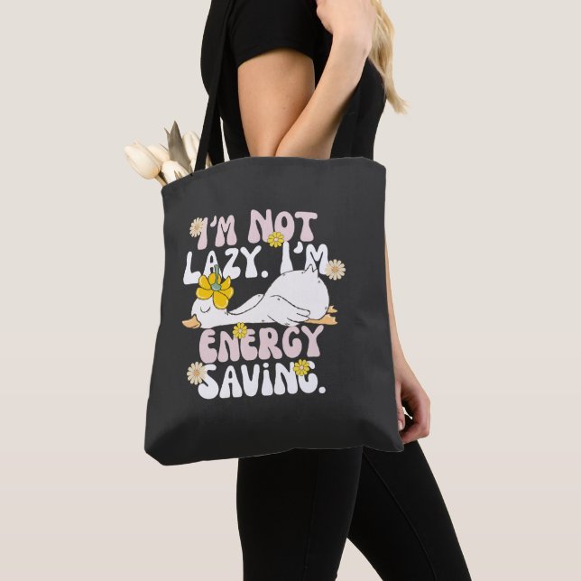 Funny Lazy Duck  Tote Bag (Close Up)