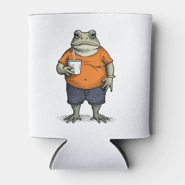Funny Lazy Frog Can Cooler (Front)