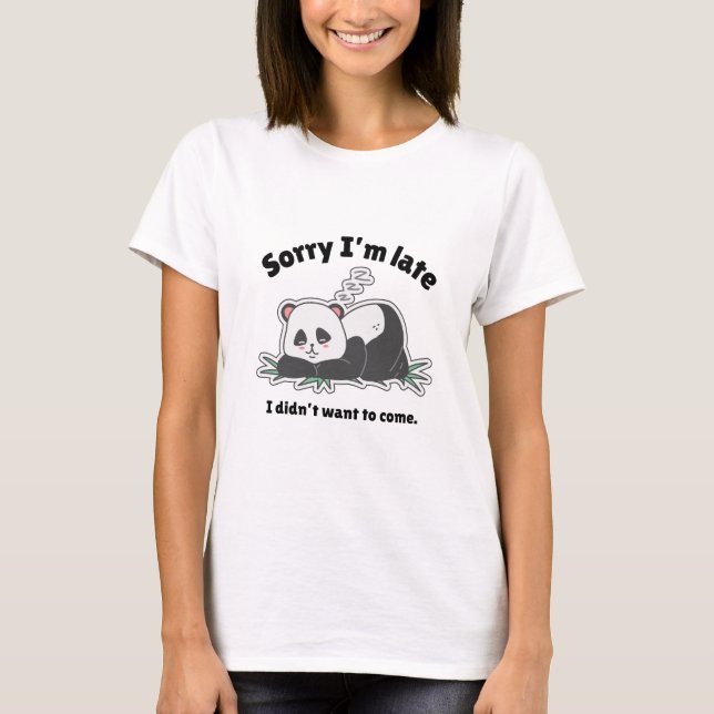 Funny Lazy Panda Design T-Shirt (Front)
