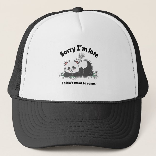 Funny Lazy Panda Design Trucker Hat (Front)