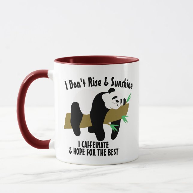 Funny Lazy Panda Puns Tee, Rise & Sunshine Mug (Left)