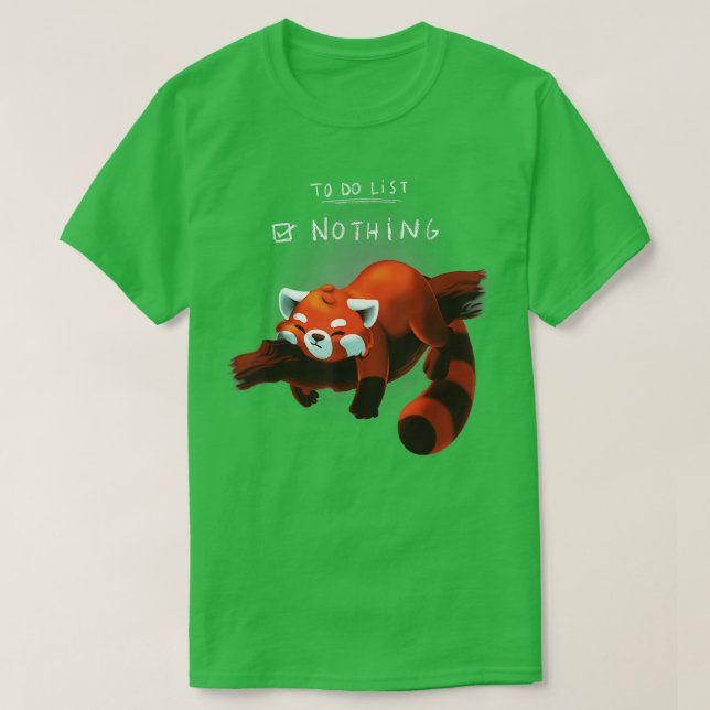 Funny Lazy Red Panda To do list T-Shirt (Design Front)