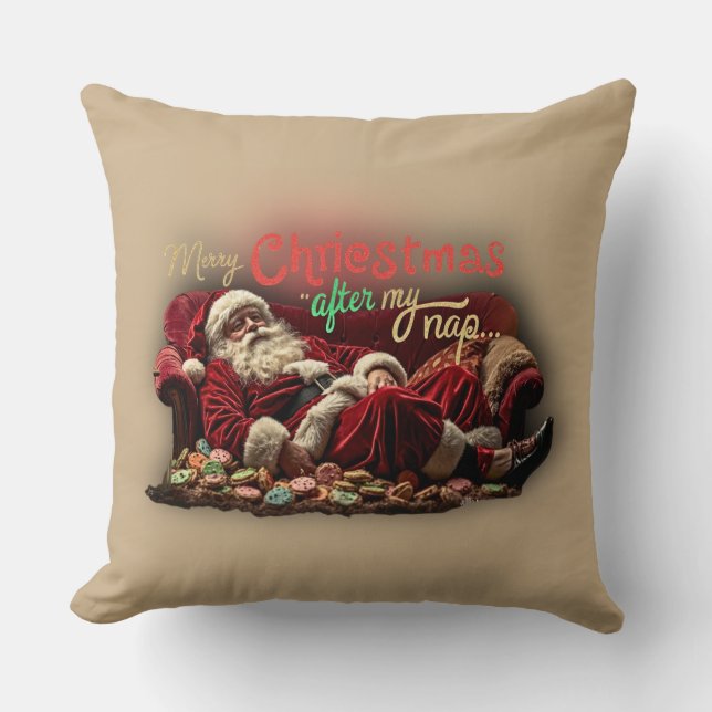 funny Lazy Santa Claus pillow  (Front)