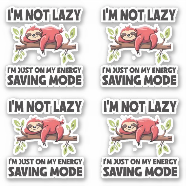 Funny Lazy Sloth Energy Saving Mode stickers (Front)