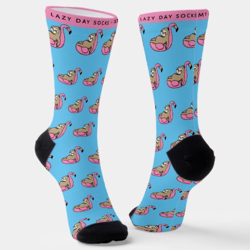 Funny Lazy Sloth Pattern Pink  Blue Socks