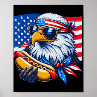 Funny Ld Eagle Hotdog American Flag 4th Of July Pa Poster