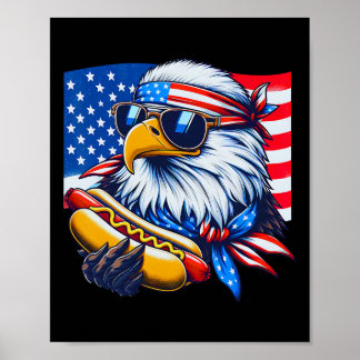 Funny Ld Eagle Hotdog American Flag 4th Of July Pa Poster
