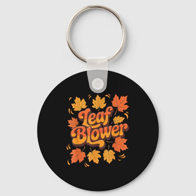 Funny Leaf Blower Fall Costume Couple Halloween Ma Keychain (Front)