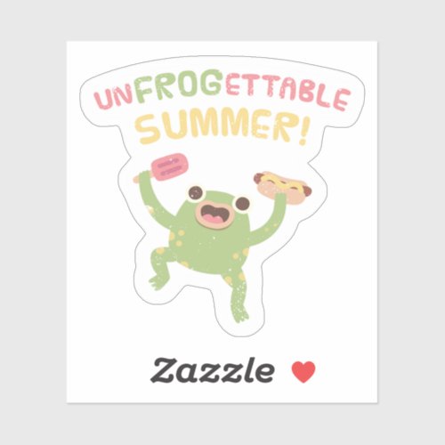 Funny Leaping Frog Unfrogettable Summer Pun Sticker