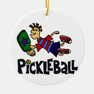 funny pickleball dude leaping ornament ceramic ornaments zazzle postcard