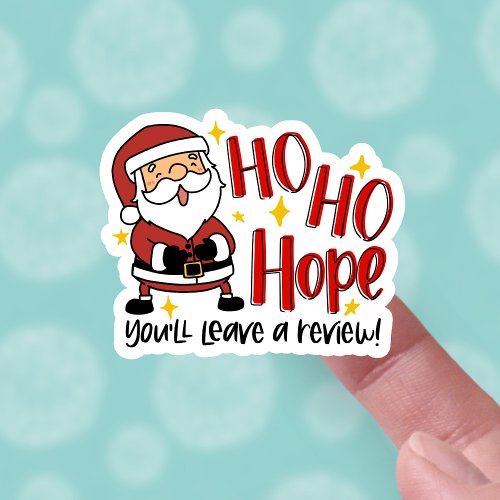 Funny Leave a Review Cute Santa Christmas Business Sticker