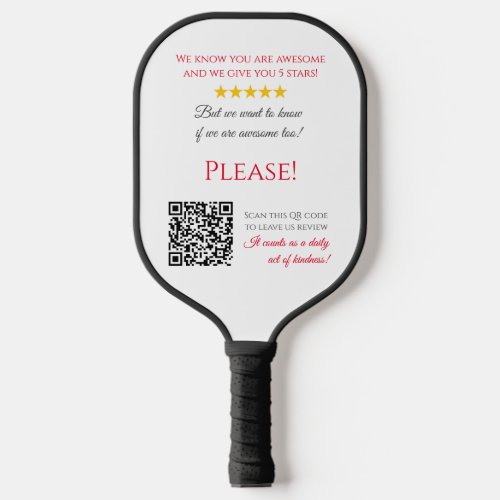 Funny leave a review hostel hotel bussiness logo  pickleball paddle