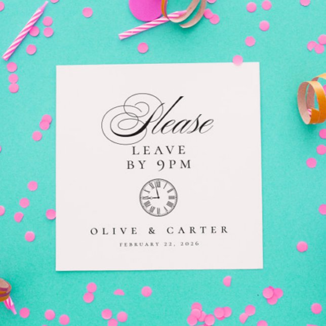 Funny Leave By 9pm Wedding Cocktail Napkins (Creator Uploaded)