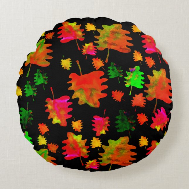 Funny leaves watercolor   throw pillow (Front)