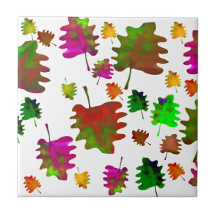 Funny leaves watercolor tile