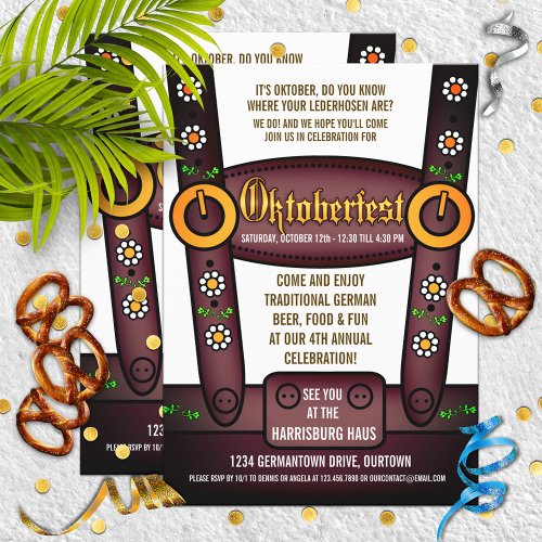 Funny Lederhosen Oktoberfest Party Invitations